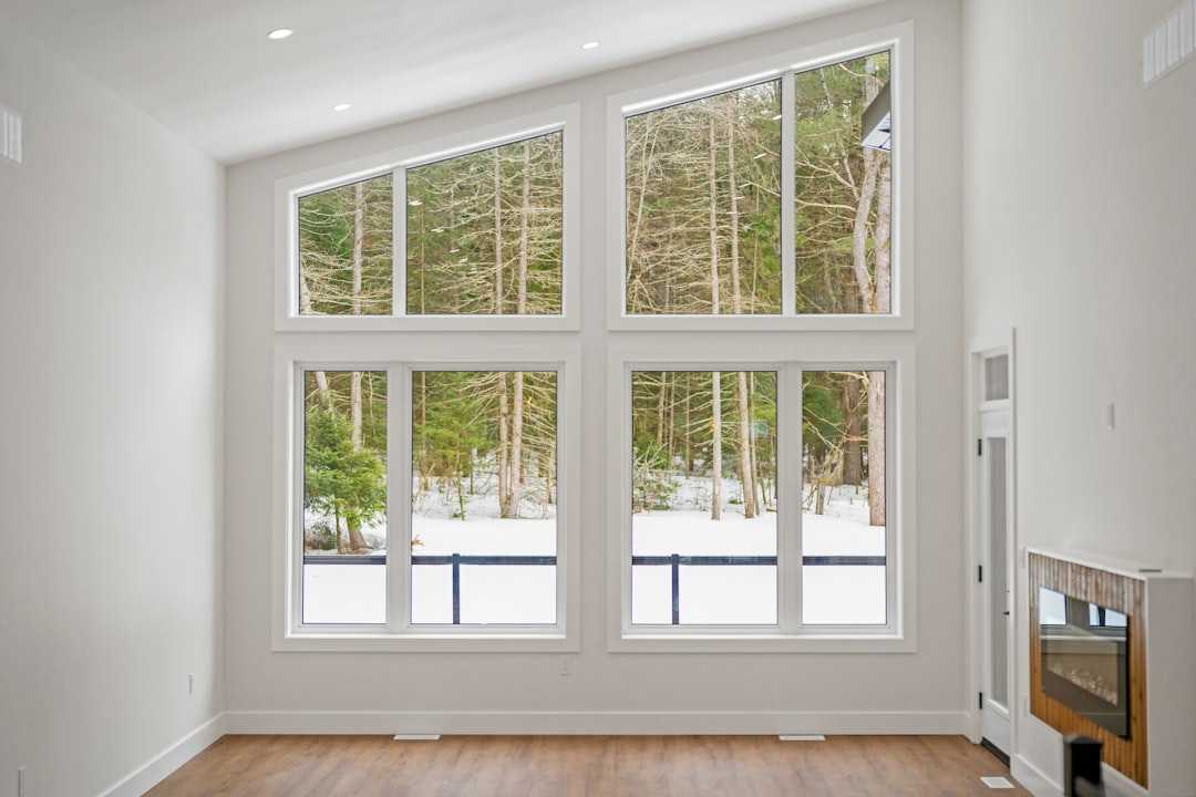 vinyl windows installed in a modern living room